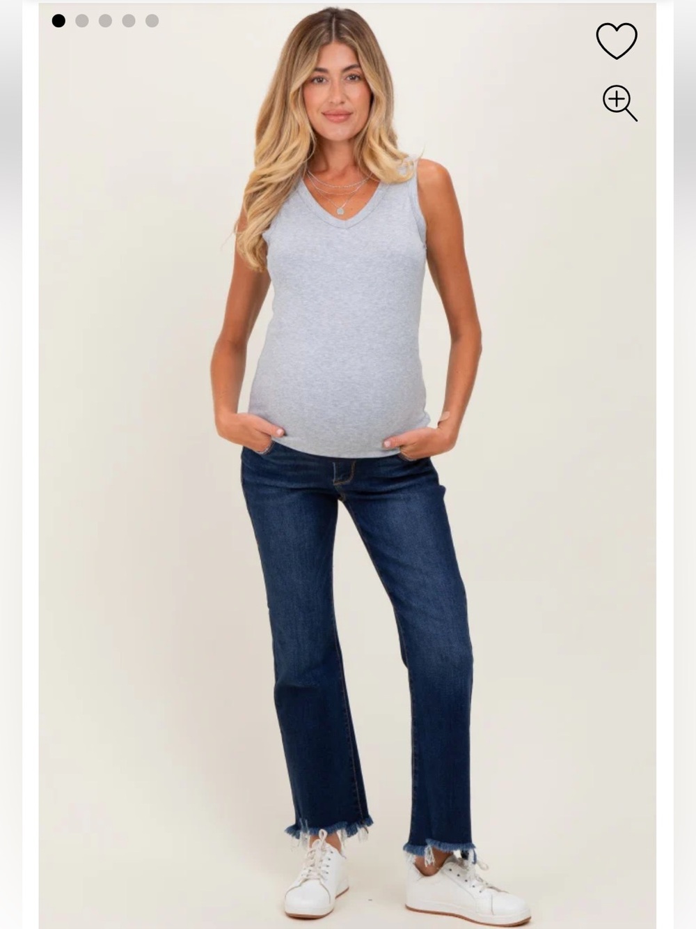 Navy Distressed Hem Cropped Boot Maternity Jeans